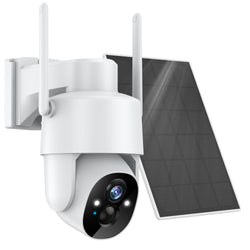 Solar Security Cameras Wireless Outdoor, Pan-Tilt 2K Outdoor Camera Wireless, 3MP Color Night Vision, 2-Way Talk, Motion Detection, Spotlight/Siren, IP65, Cloud/SD WiFi 360°PTZ Battery Powered Camera