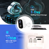 1080P Security Cameras Wireless Outdoor with Motion Detection, Spotlight/Siren Alarm, Color Night Vision, 2-Way Talk, Waterproof SD/Cloud Storage Battery Powered WiFi Camera for Home