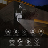 Solar Security Cameras Wireless Outdoor, Pan-Tilt 2K Outdoor Camera Wireless, 3MP Color Night Vision, 2-Way Talk, Motion Detection, Spotlight/Siren, Cloud/SD WiFi 360°PTZ Battery Powered Camera 2-Pack