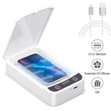Phone Sanitizer with 4 Superior UV Bulbs Portable Light Aroma therapy Disinfector Cellphone Cleaners UV Light Sanitzier Box for Jewelry Watch Glasses Keys