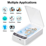 Phone Sanitizer with 4 Superior UV Bulbs Portable Light Aroma therapy Disinfector Cellphone Cleaners UV Light Sanitzier Box for Jewelry Watch Glasses Keys