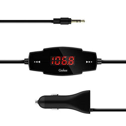 FM Transmitter, GeeKee Wireless Radio Transmitter Car Kit Car Receiver Adapter with 3.5mm Audio Plug, 5V 2.4A Car Charger for iPhone 6s/5/4, Samsung S6 Edge Plus, Audio Players with 3.5mm Audio Jack